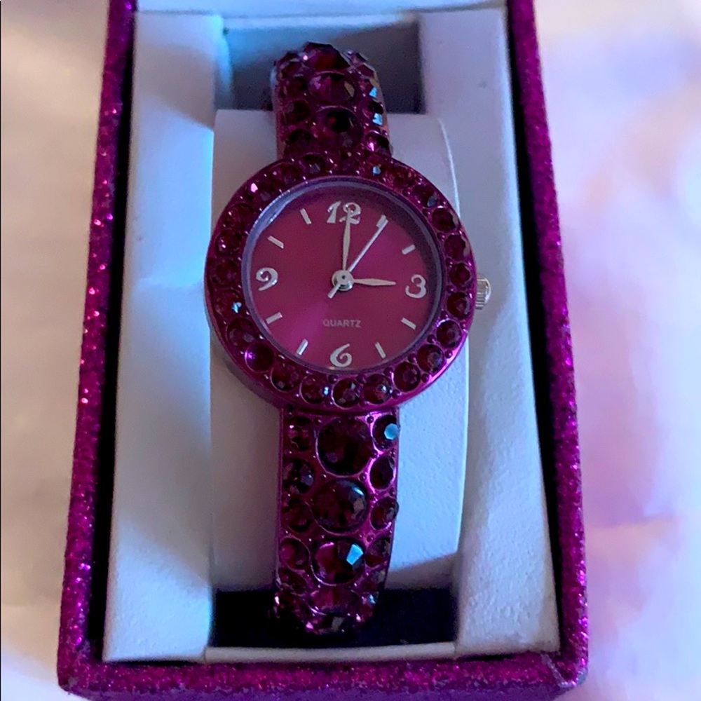 Purple rhinestone watch